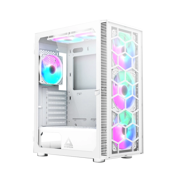 Thùng máy Case Montech X3 Glass - Trắng | Gắn sẵn 6 fan RGB